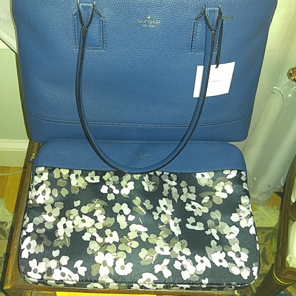 Kate spade purse and laptop case New navy floral